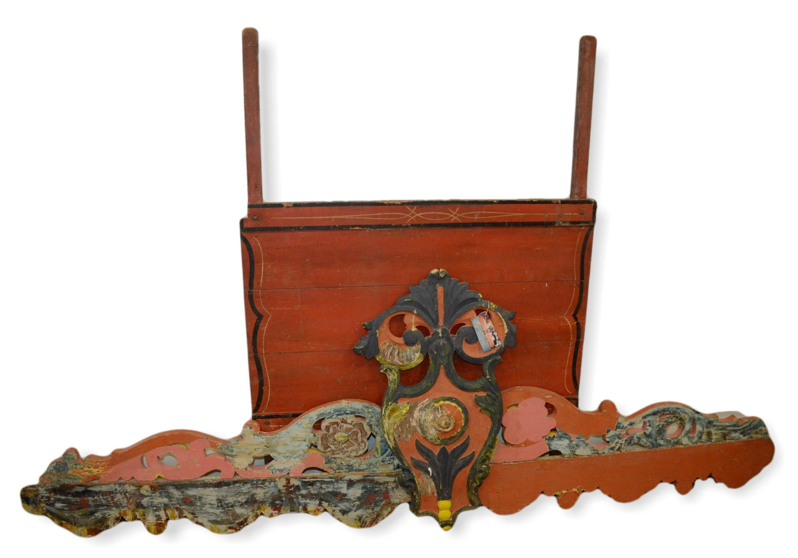 Miscellaneous carousel pieces: Miscellaneous carousel pieces, along with stand up advertisement display