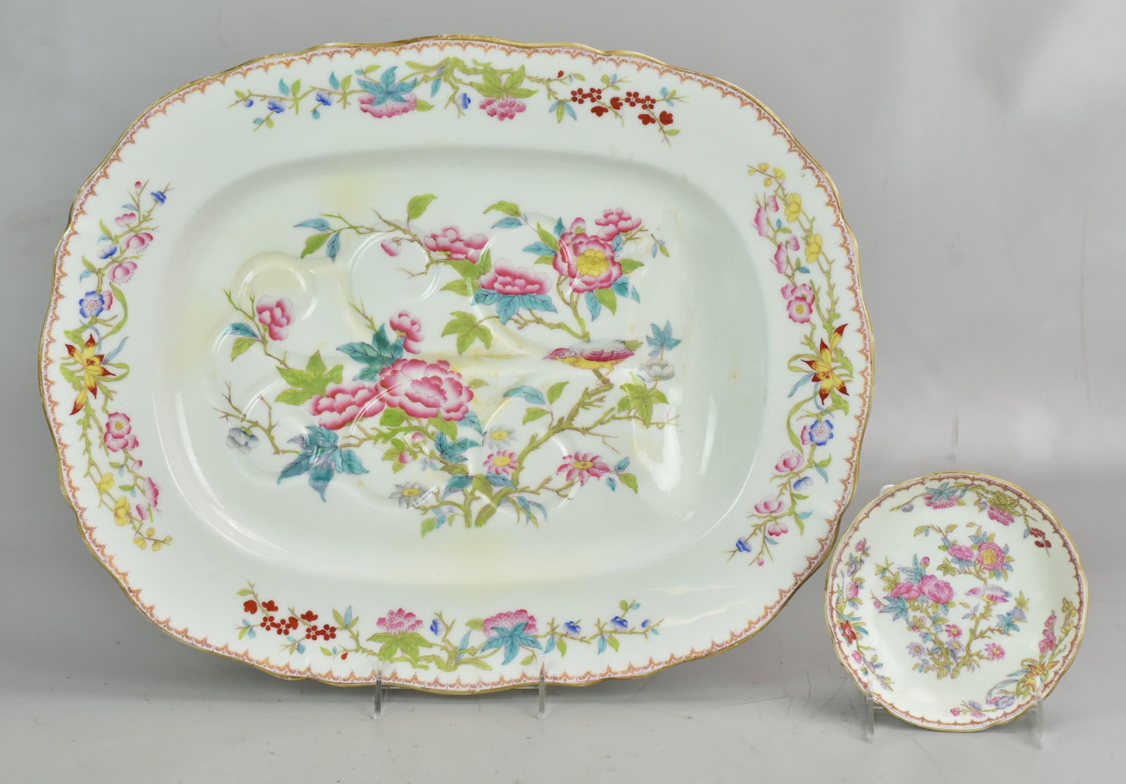 Minton China Meat Platter: Minton China Meat Platter, Cuckoo Pattern (18-1/2" l x 15" w), Minton Dish