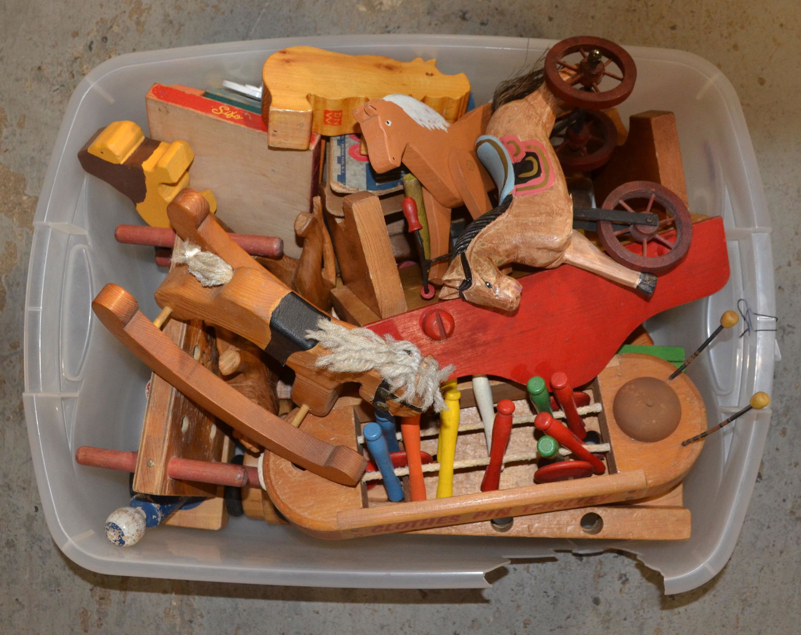 Large Lot of Vintage Wood Toys: Large lot of vintage wood toys