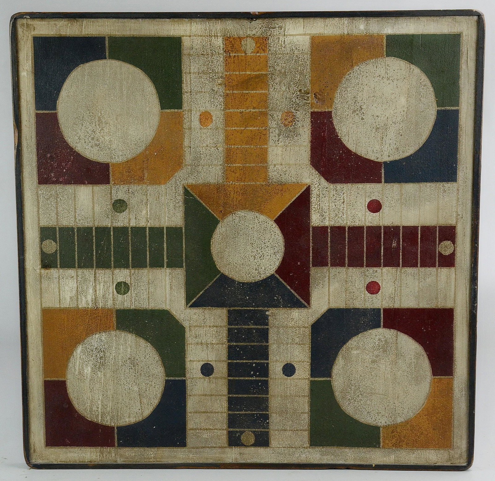 Modern painted Parcheesi game board: Modern painted Parcheesi game board, 17-1/4"square