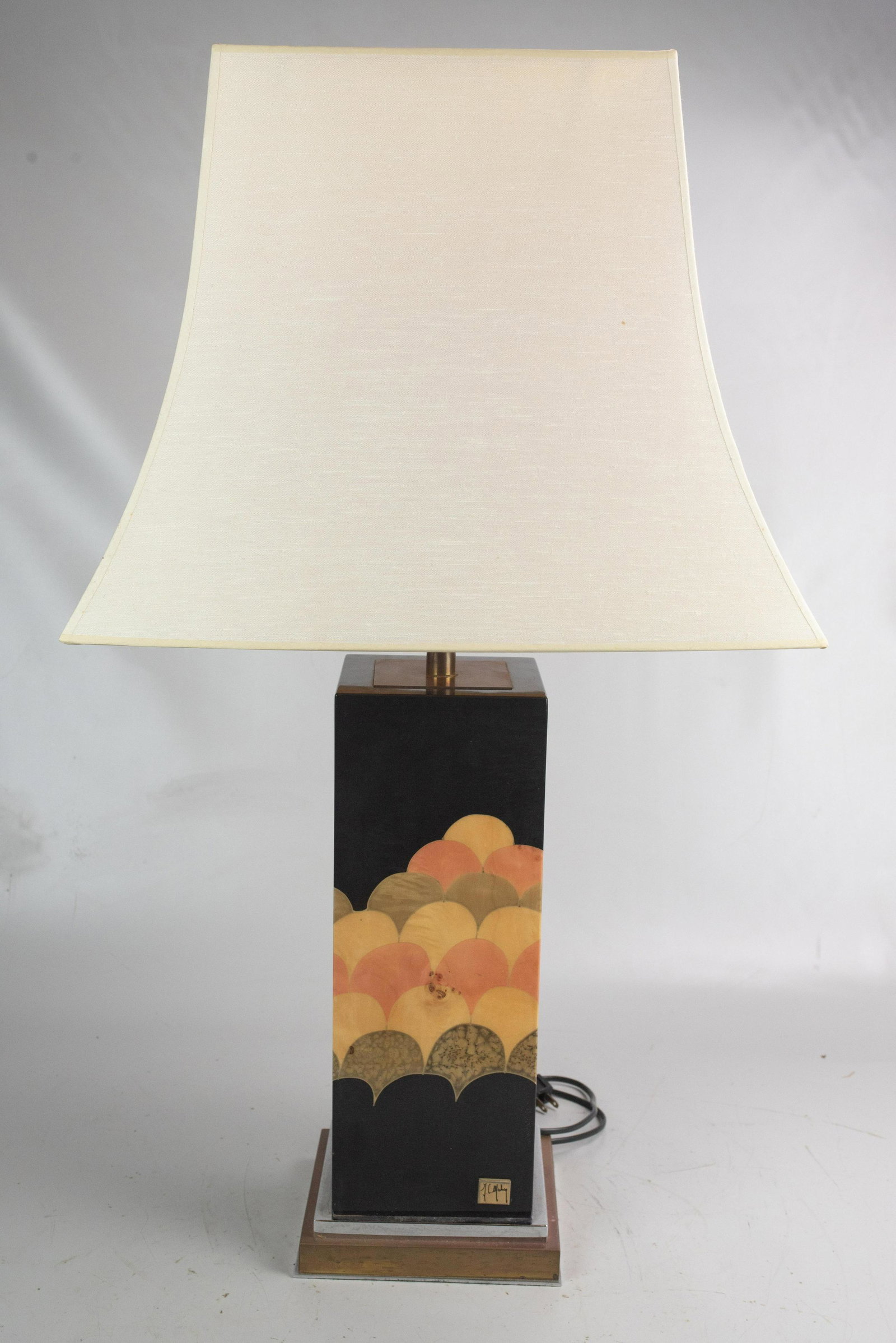 Jean Claude Mahey lacquered table lamp: Jean Claude Mahey lacquered table lamp, 35" h to top of shade