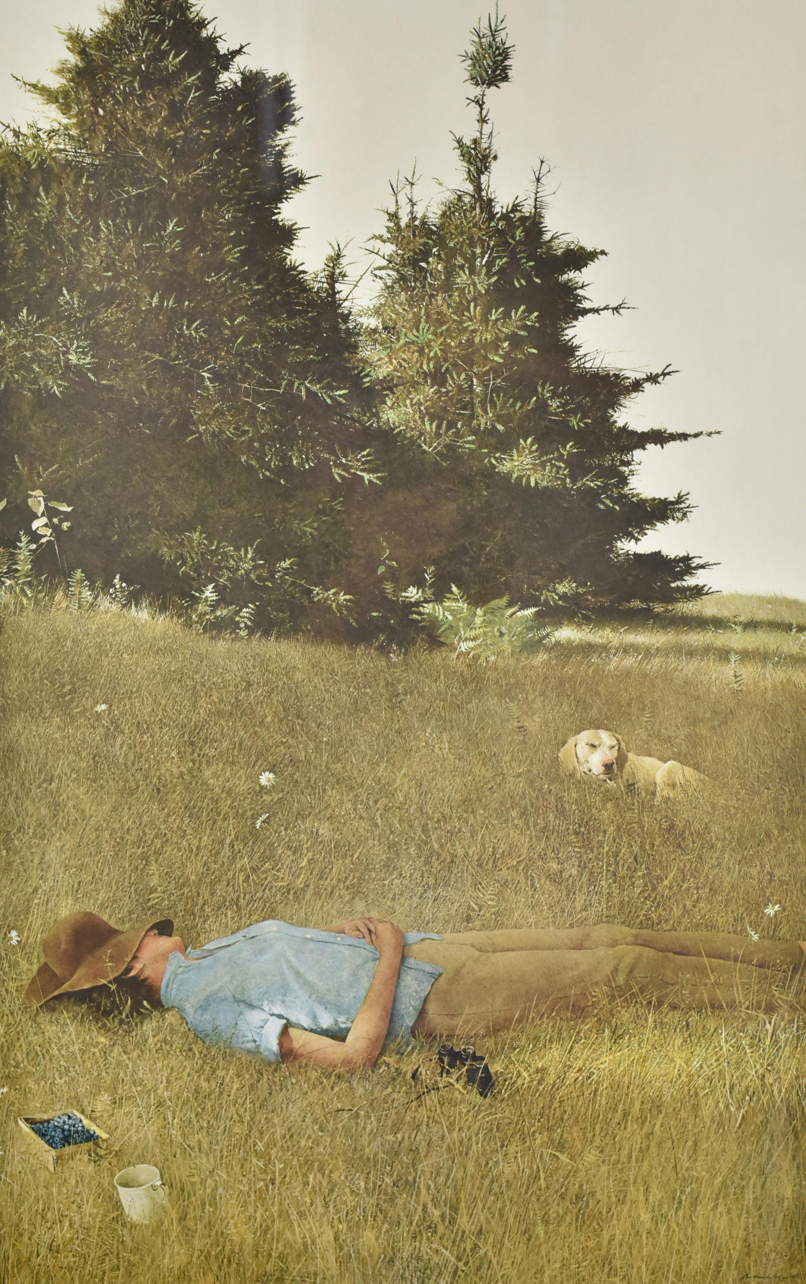 Andrew Wyeth Signed Collotype " distant Thunder": Andrew Wyeth (American, 1917-2009) signed collotype " distant Thunder", pencil signed, edition 62/300, 29-1/2" x 18-3/4" sight, framed 40-3/4" x 29-1/2", very good condition