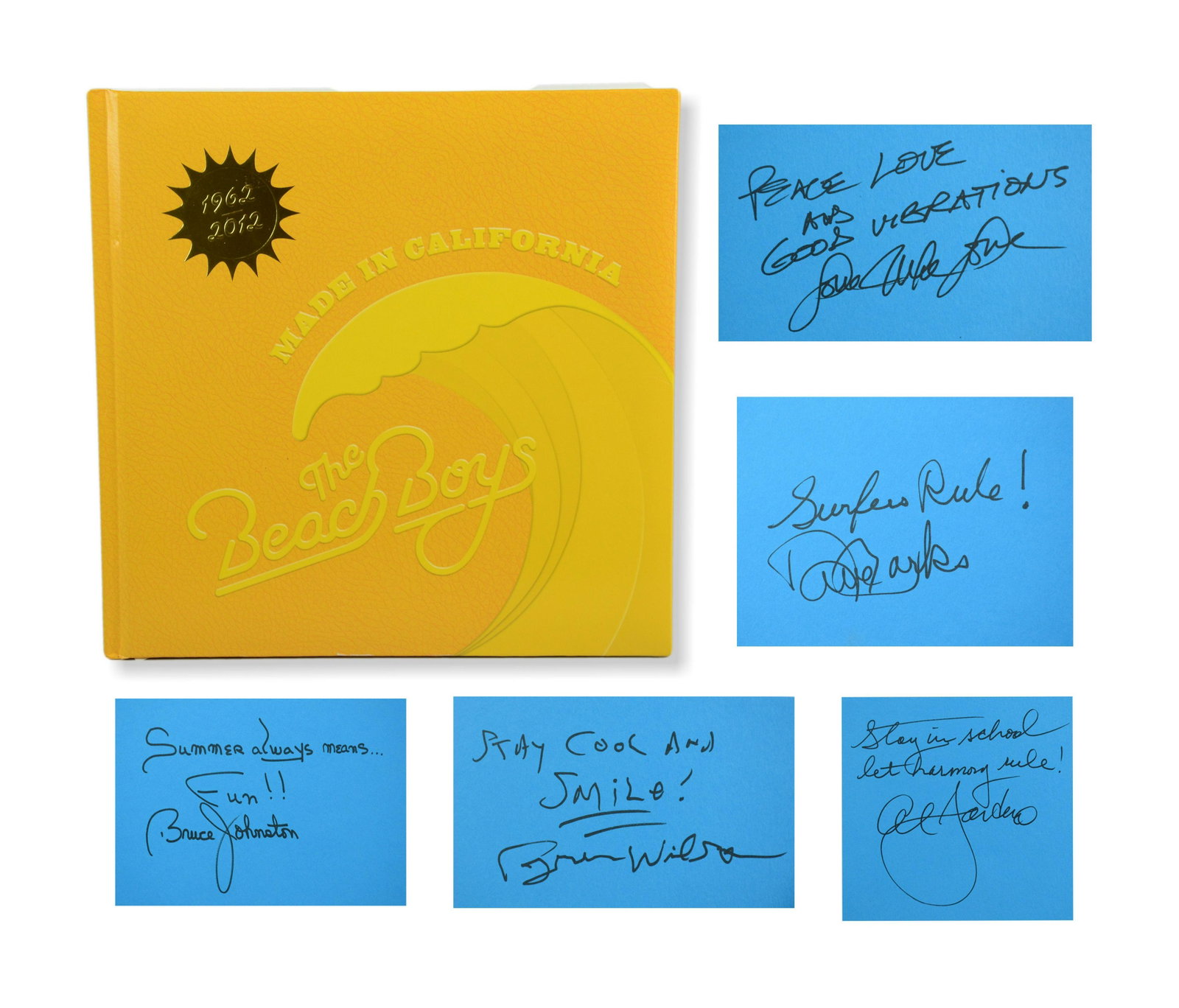 The Beach Boys Made in California Book and 6 CD: The Beach Boys 1962-2012 Made in California Book and 6 CD Box Set Signed by Brian Wilson, Mike Love, Al Jardine, Bruce Johnston, and David Marks with Generic Inscriptions, autographs certified by Jame