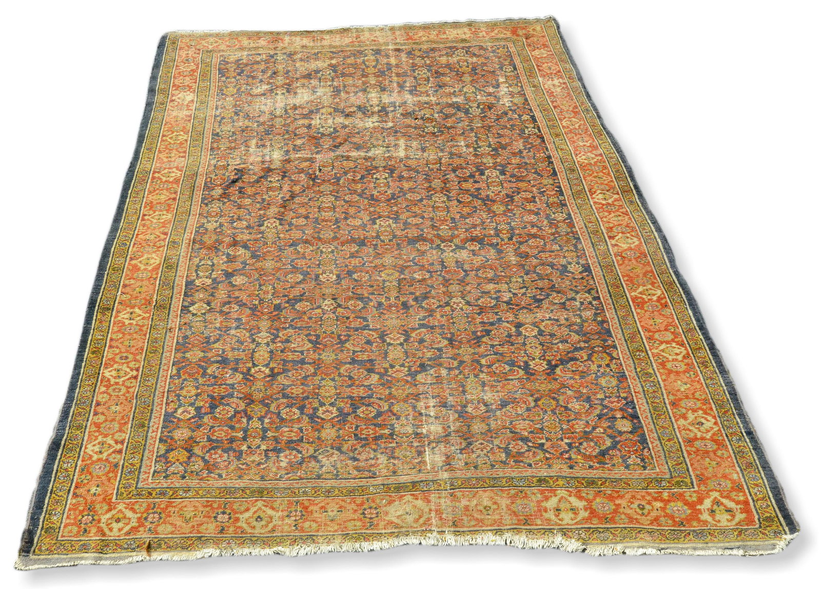 8'6" x 11' Antique Mahal: 8'6" x 11' Antique Mahal, overall wear, end loss/repairs