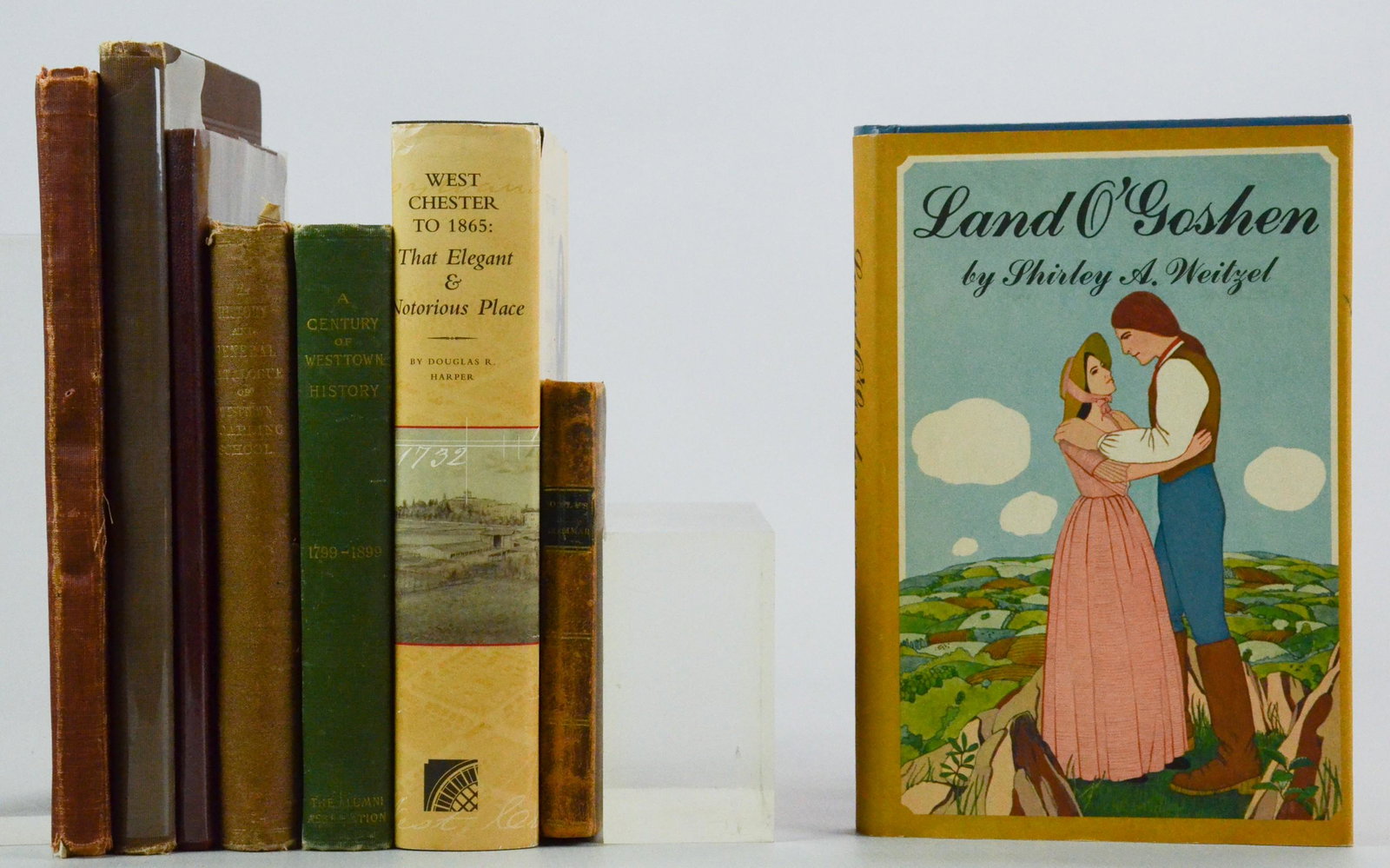 (8) Local, West Chester Titles: (8) Local, West Chester Titles, including - Shirley A. Weitzel " land O' Goshen" signed by the author (Self Published, 1979); Watson W. and Sarah B. Dewees "Centennial History of Westtown Boarding Sch