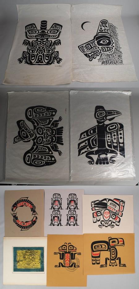 Charles Gruel, King & I, (10) Silkscreen Prints: Charles Gruel, King & I, (10) silkscreen prints, Pacific Northwestern artists, also includes Welch Mathlaw silkscreen on paper, largest 36" x 24" sheet, good condition