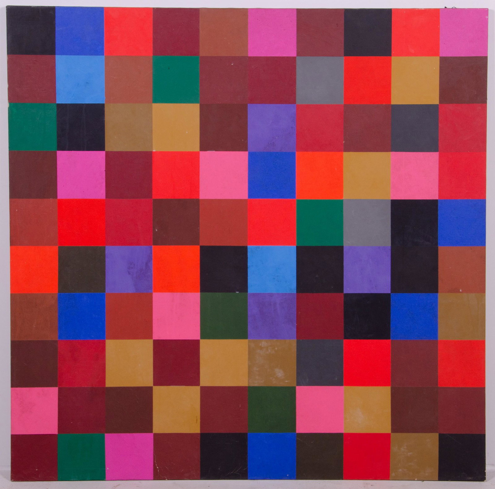 Leo Robinson Large Format Geometric Abstract Painting: Leo Robinson, 20th C. American, large format geometric abstract painting, oil on canvas, signed " leo Robinson" on stretcher, 50" x 50", good condition
