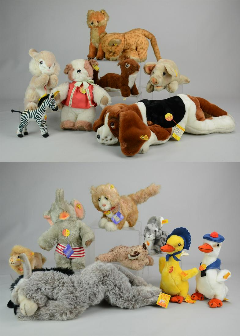(16) Steiff Animals: (2) Steiff Polo Bears and Paddington Bears