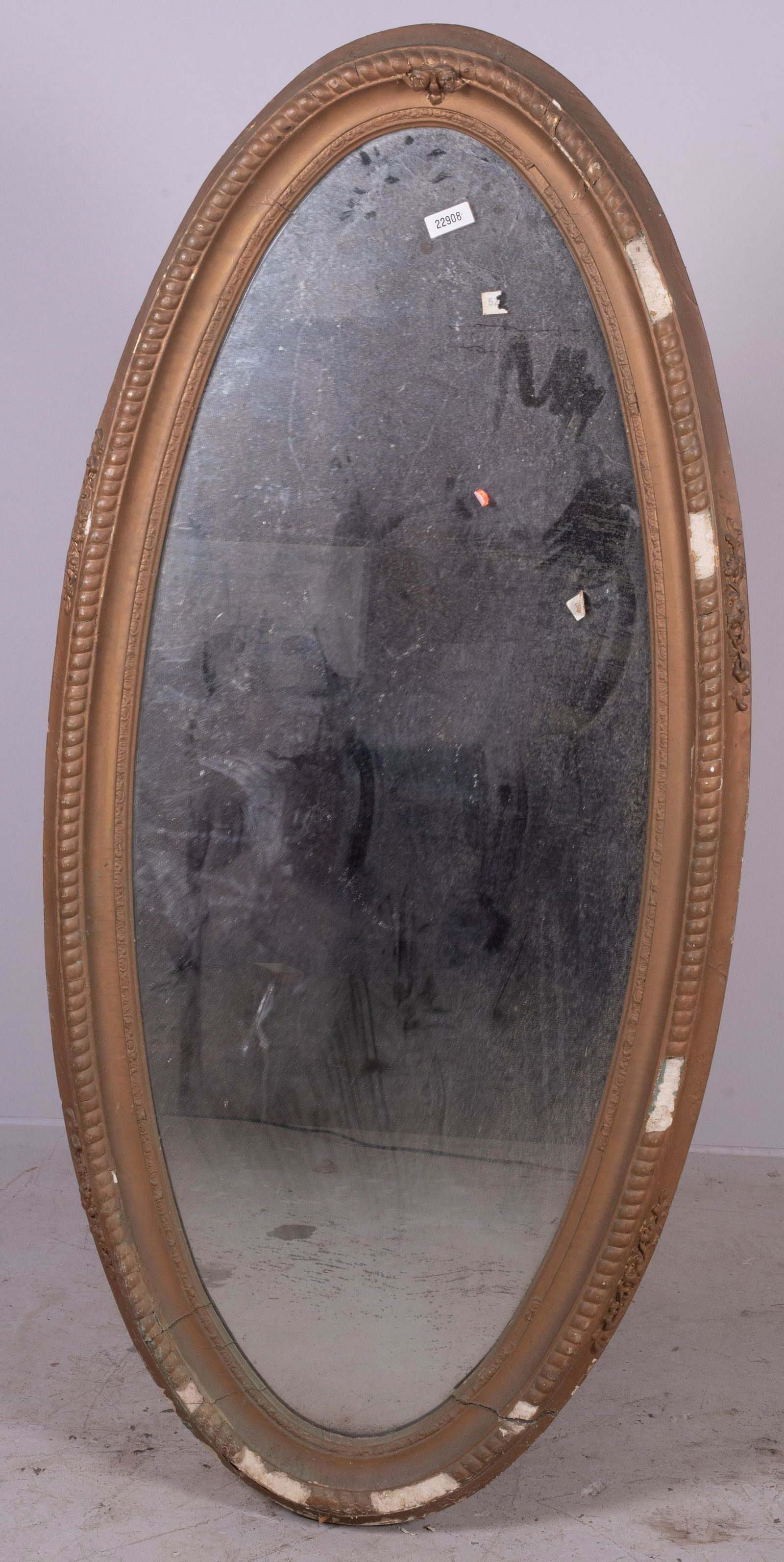 Large French style gilt painted hanging wall mirror (1 of 1)