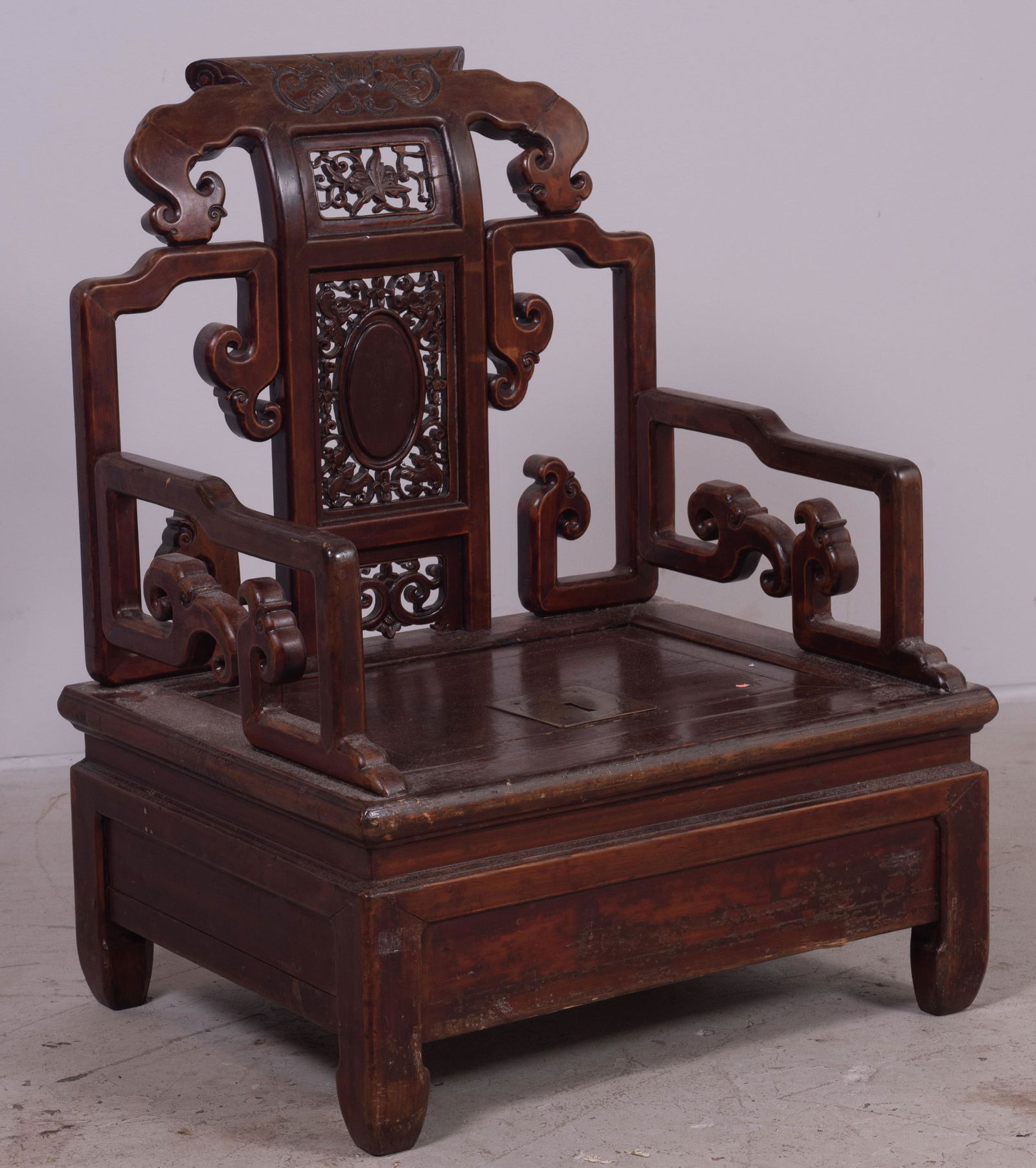 Asian carved low chair (1 of 1)