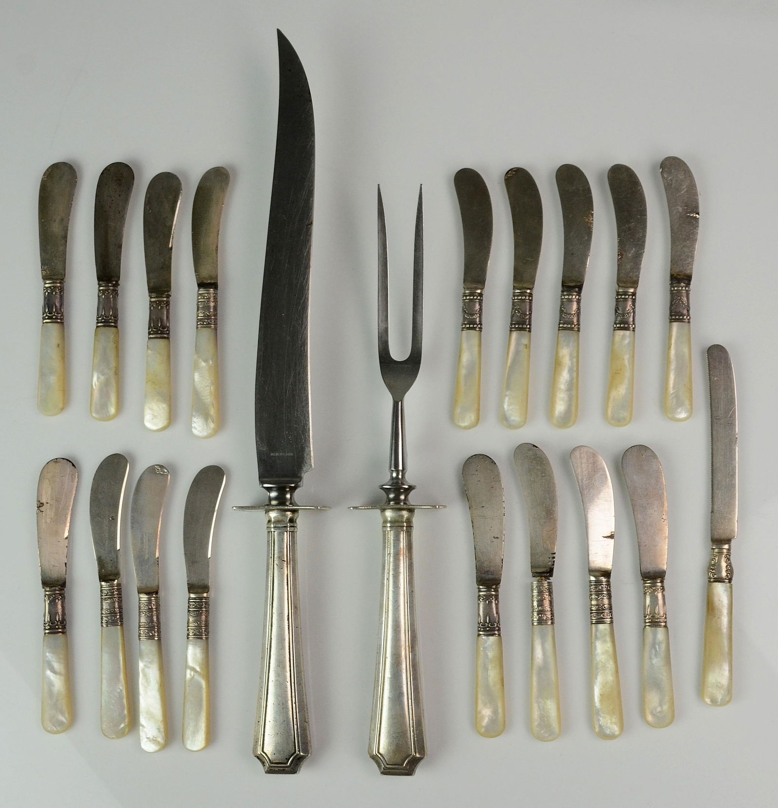18 MoP Handled Butter Knives, Sterling Carving Set (1 of 1)