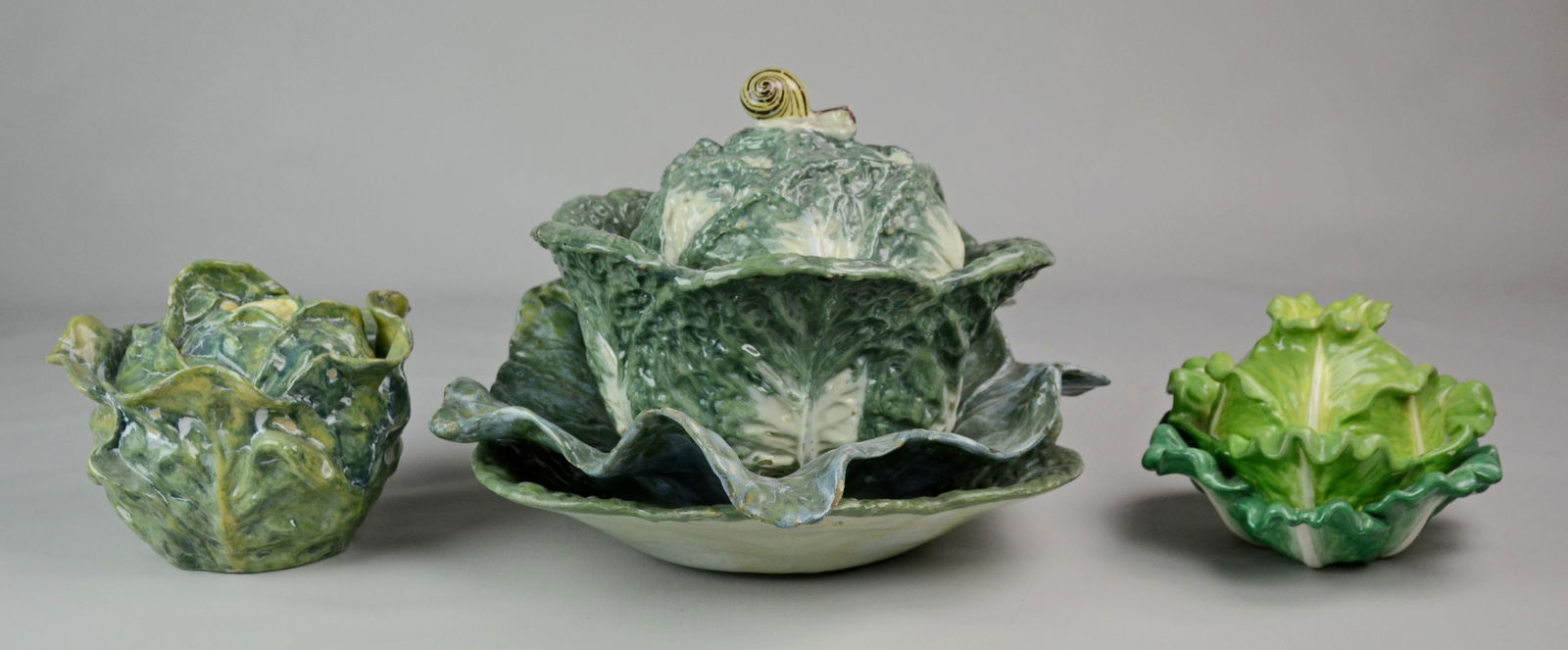 (5) Majolica Cabbage Form Serving Pieces (1 of 1)