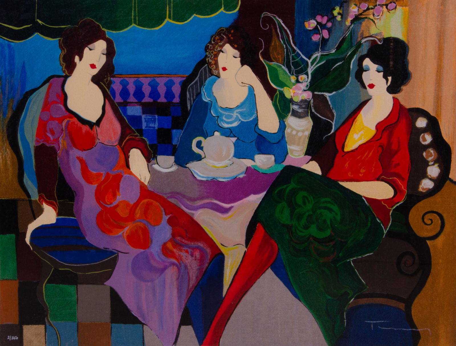 Itzchak Tarkay Serigraph (3) Women in Cafe (1 of 5)