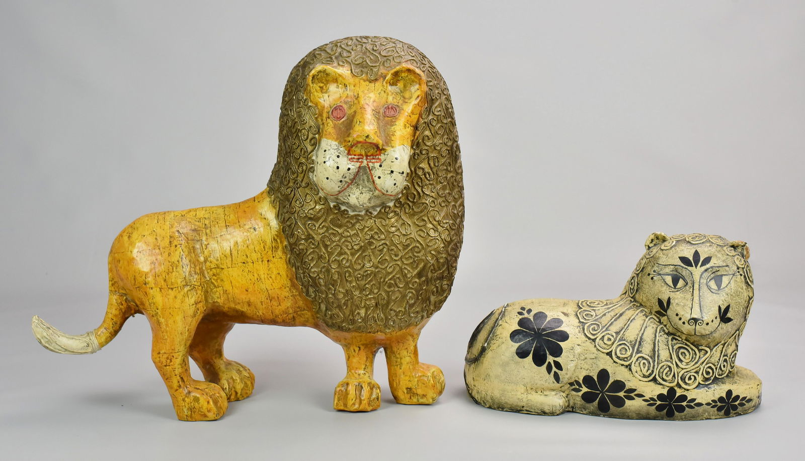 (2) Paper Mache Lions, One Signed Gemma Taccogna (1 of 1)