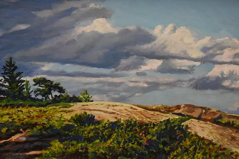 Moore, Scott (American, b 1953), oil on canvas: Moore, Scott (American, b 1953), oil on canvas "Toward the Top", 1992, 40" x 60"m framed 48.5" x 68.5" O1401