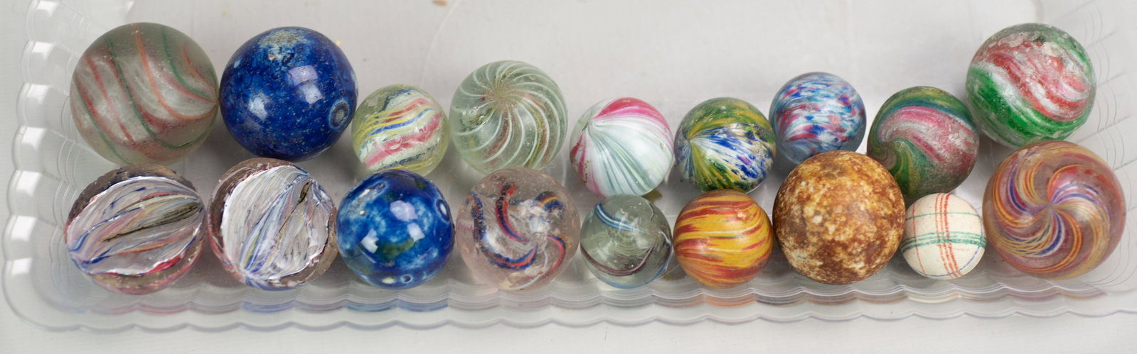 Lot of Glass and Porcelain Shooters: Lot of Glass and Porcelain Shooters (Some Damage to Marbles)