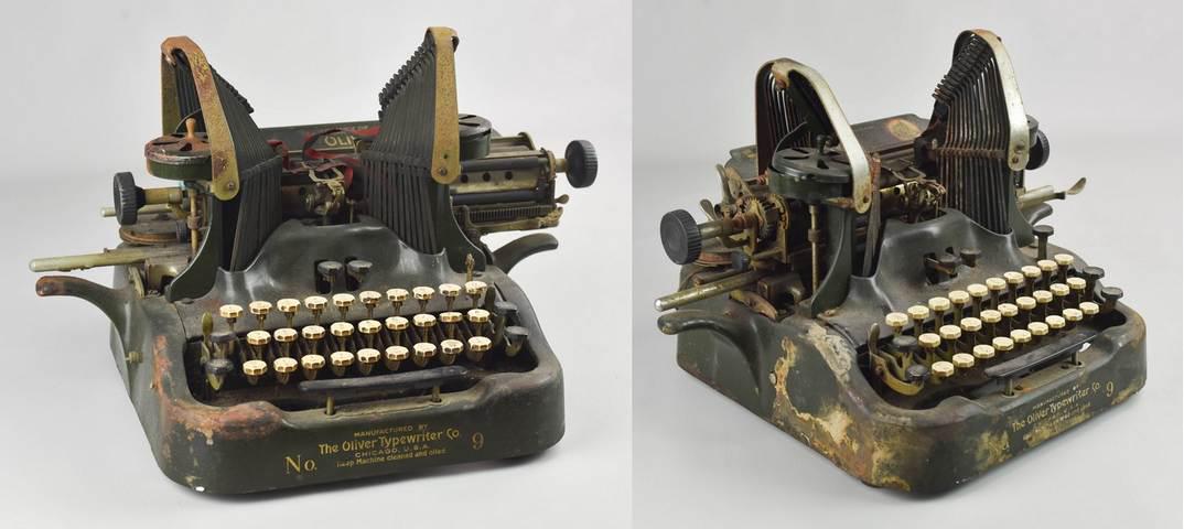 (2) Oliver Printype Typewriters: (2) Oliver Typewriter Company Printype No 9 typewriters, surface rust, poor condition