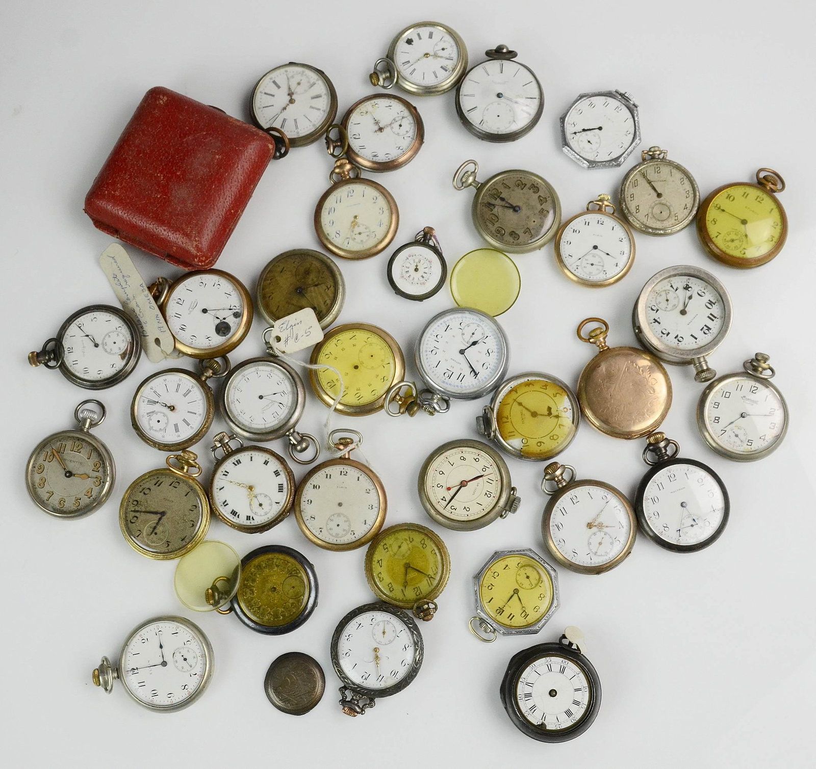 Mixed Lot of open face pocket watches: Mixed Lot of open face pocket watches Vintage and antiques Waltham and others for parts, repair or restoration 6.0 Lbs.