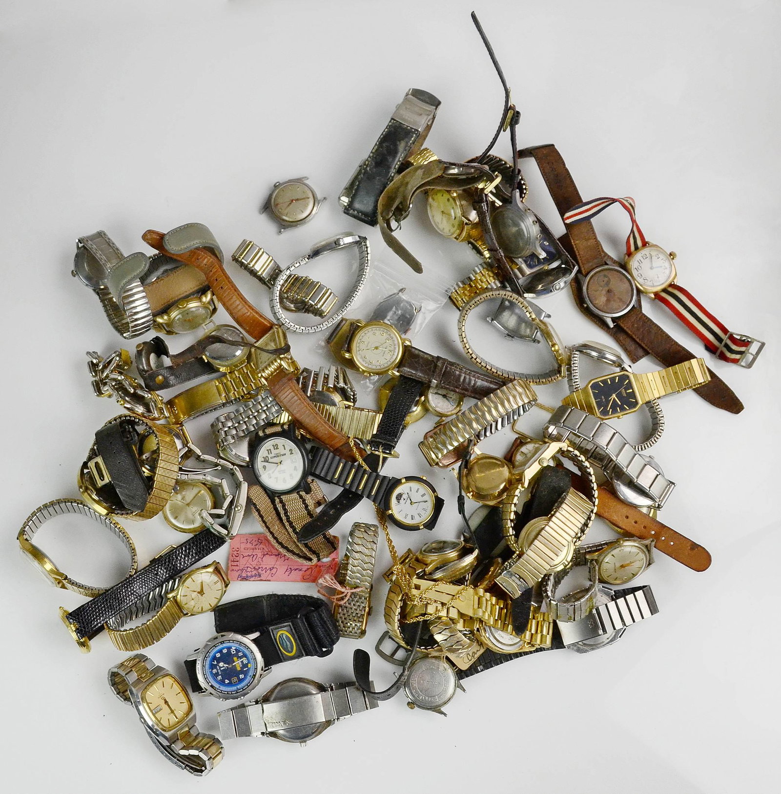 Mixed lot of Mens Vintage Wrist Watches: Mixed lot of Men's Vintage Wrist Watches Elgin, Timex, Helbros and others for Parts, Repair or Restoration 6.2Lbs.