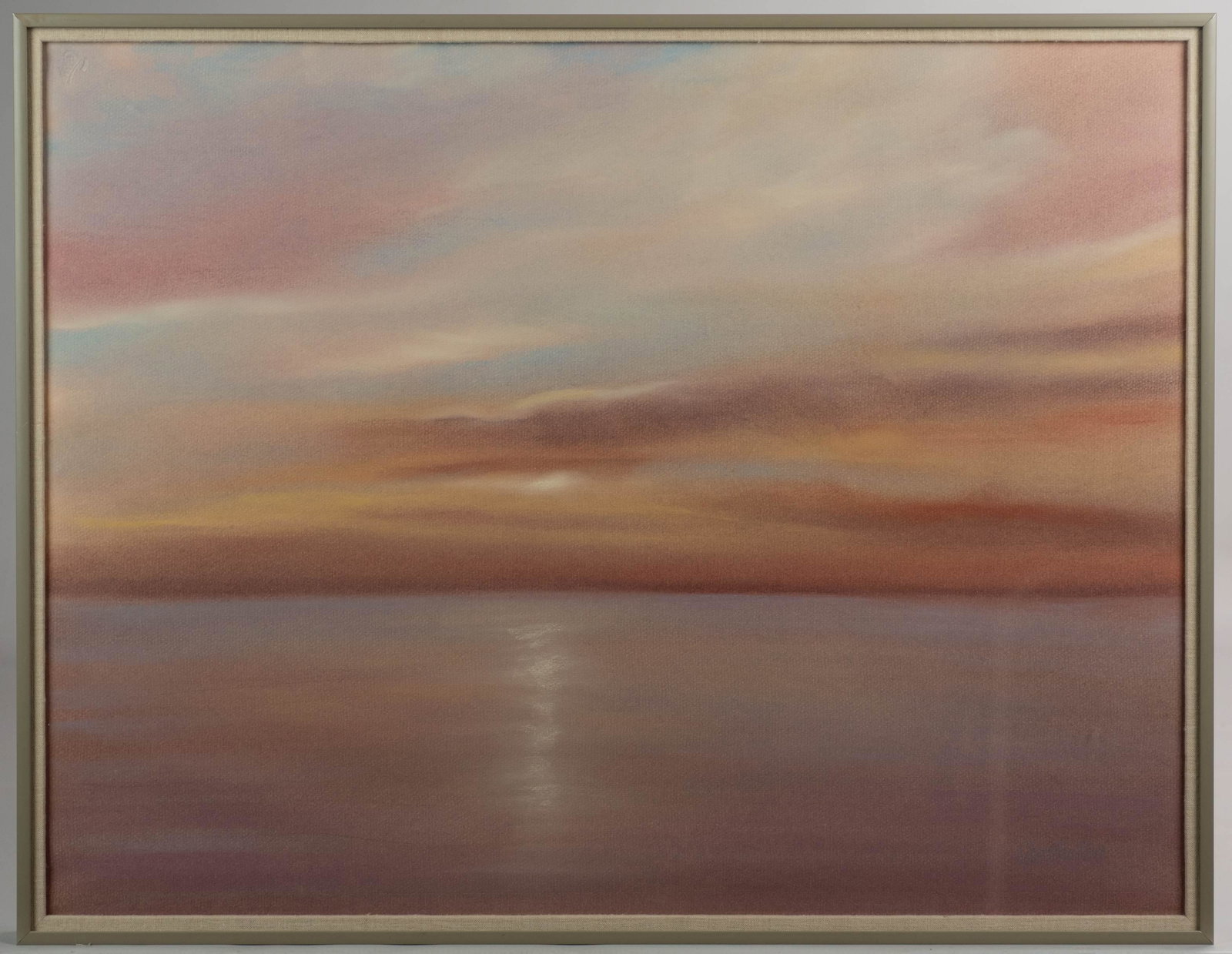 Olga Constantine "Sunset, the Aegean": Olga Constantine "Sunset, The Aegean", pastel on paper, signed "Constantine" lower right, 20" x 26", very good condition