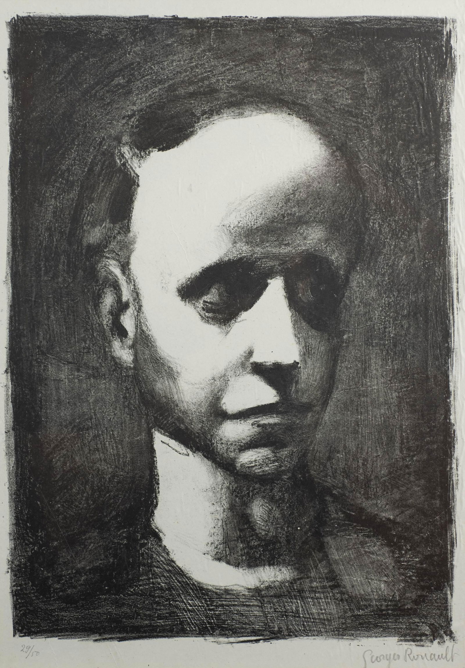 Georges Rouault Lithograph "Self Portrait": Georges Rouault (French, 1871958) lithograph "Self Portrait", pencil signed, edition 29/50, 13-3/4" x 10" image, framed size 22-1/2" x 18-1/8", very good condition