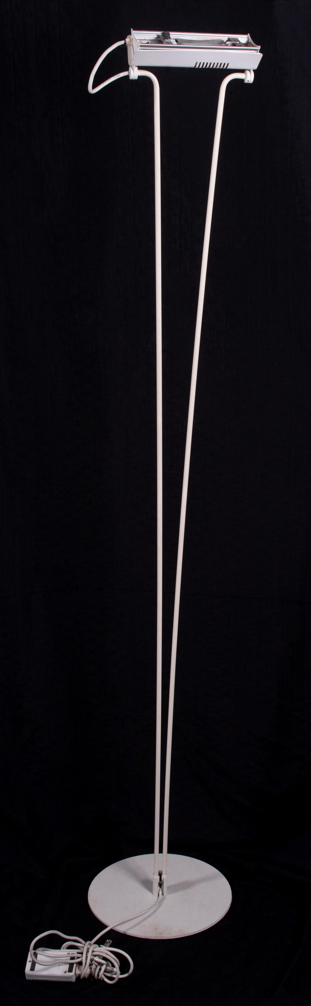 Piotr Sierakowski for Koch & Lowy Modern floor lamp: Piotr Sierakowski for Koch & Lowy Modern floor lamp, cream painted metal, 73" h, Yes, it is in working condition at time of testing