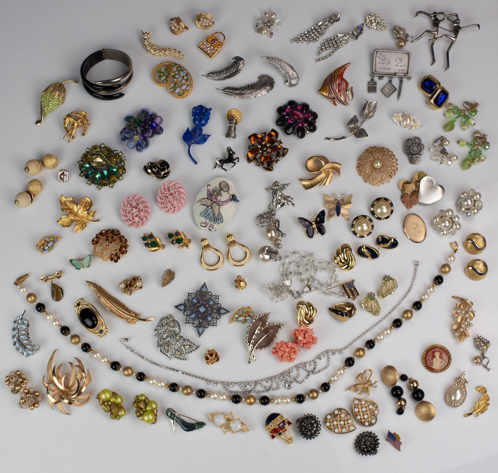Lot of Costume Jewelry: Large lot of costume Jewelry includes brands like, Kramer, Trifari, Sarah Coventry Weiss, Monet and others