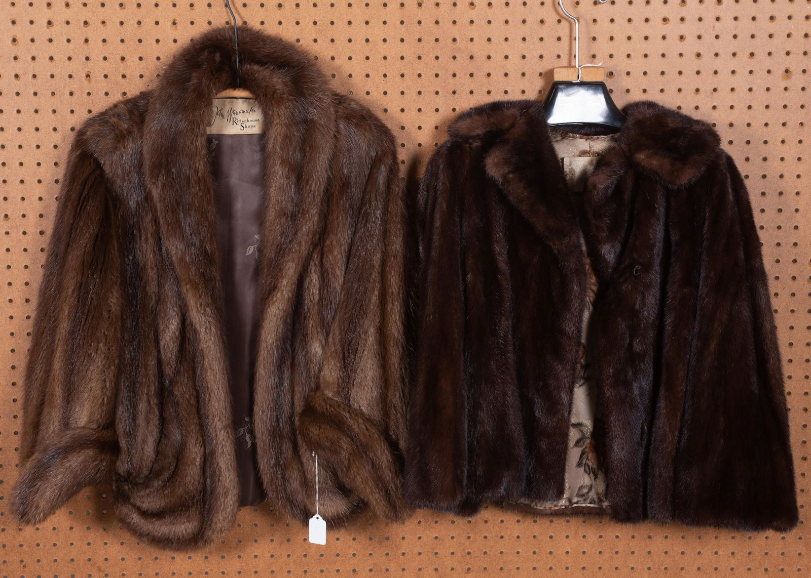 (2) Supple Mink Swing Coats: (2) Supple mink swing coats in deep chestnut and almond. Please note fur items can not be shipped internationally.