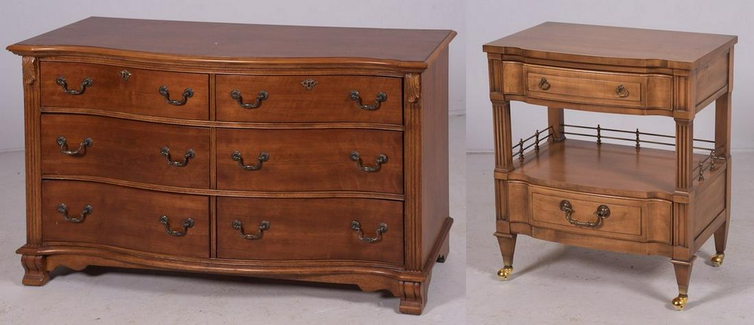 French style side by side chest: French style side by side chest, along with Regency style bar cart by Metz, chest 32-1/4" h x 52" w