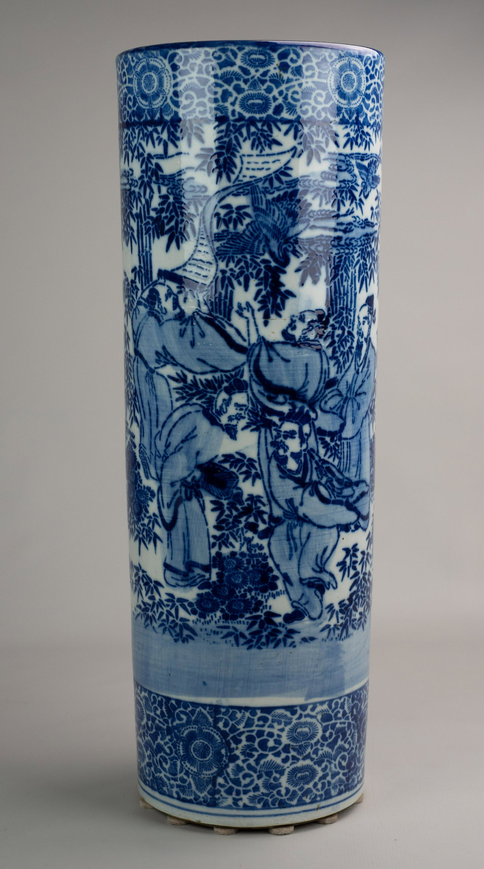 Japanese Blue & White Umbrella stand: Japanese blue & white umbrella stand, 24" h