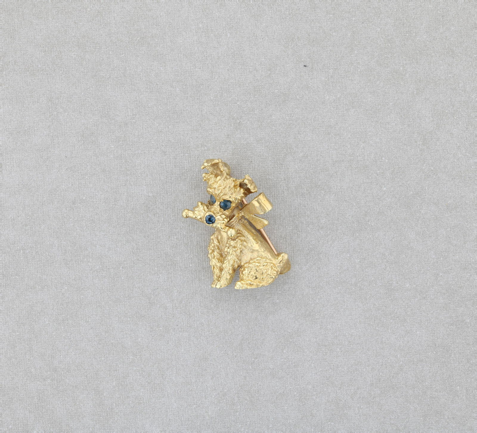18K St. Geo Cute Baby Poodle Brooch Sapphires (1 of 2)