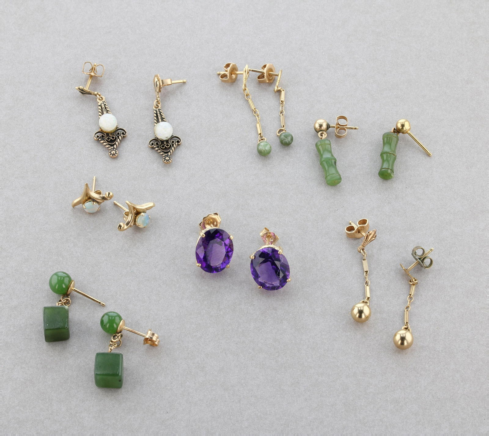Jade and Amethyst Drop Earrings (1 of 1)