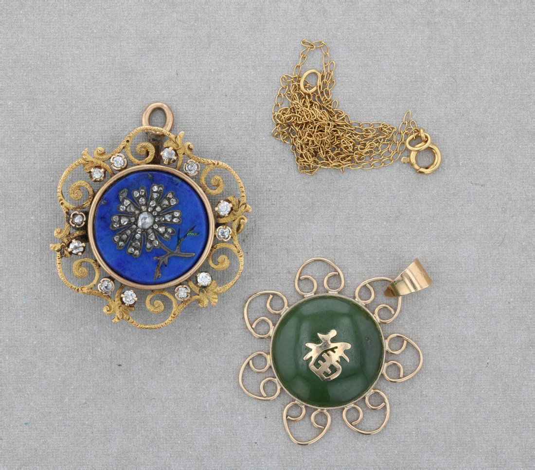 Antique Pendant and 14K Gold Jade Pendant (1 of 3)