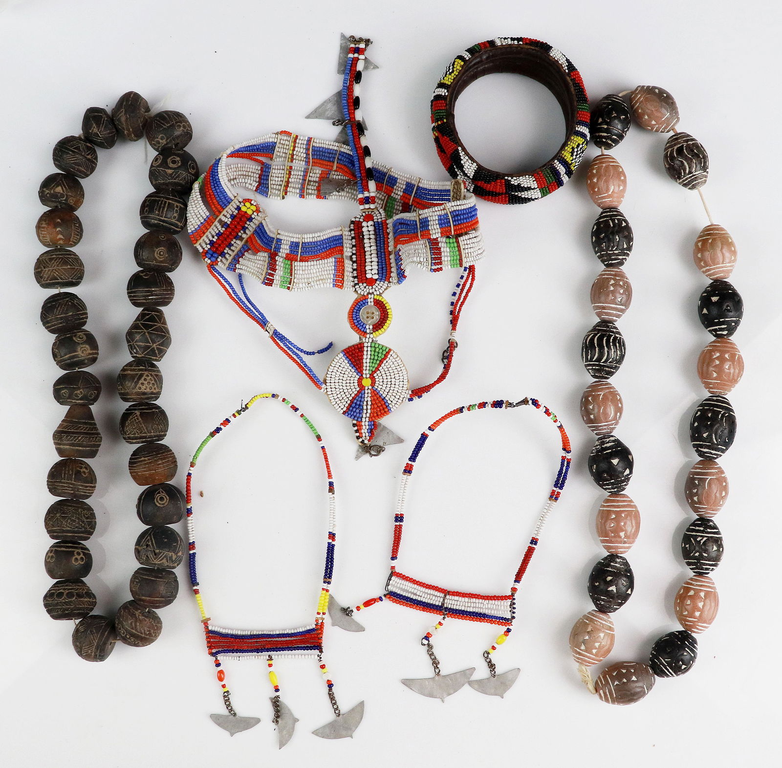 (5) Pc lot Of African Beaded Jewelry Items (1 of 1)
