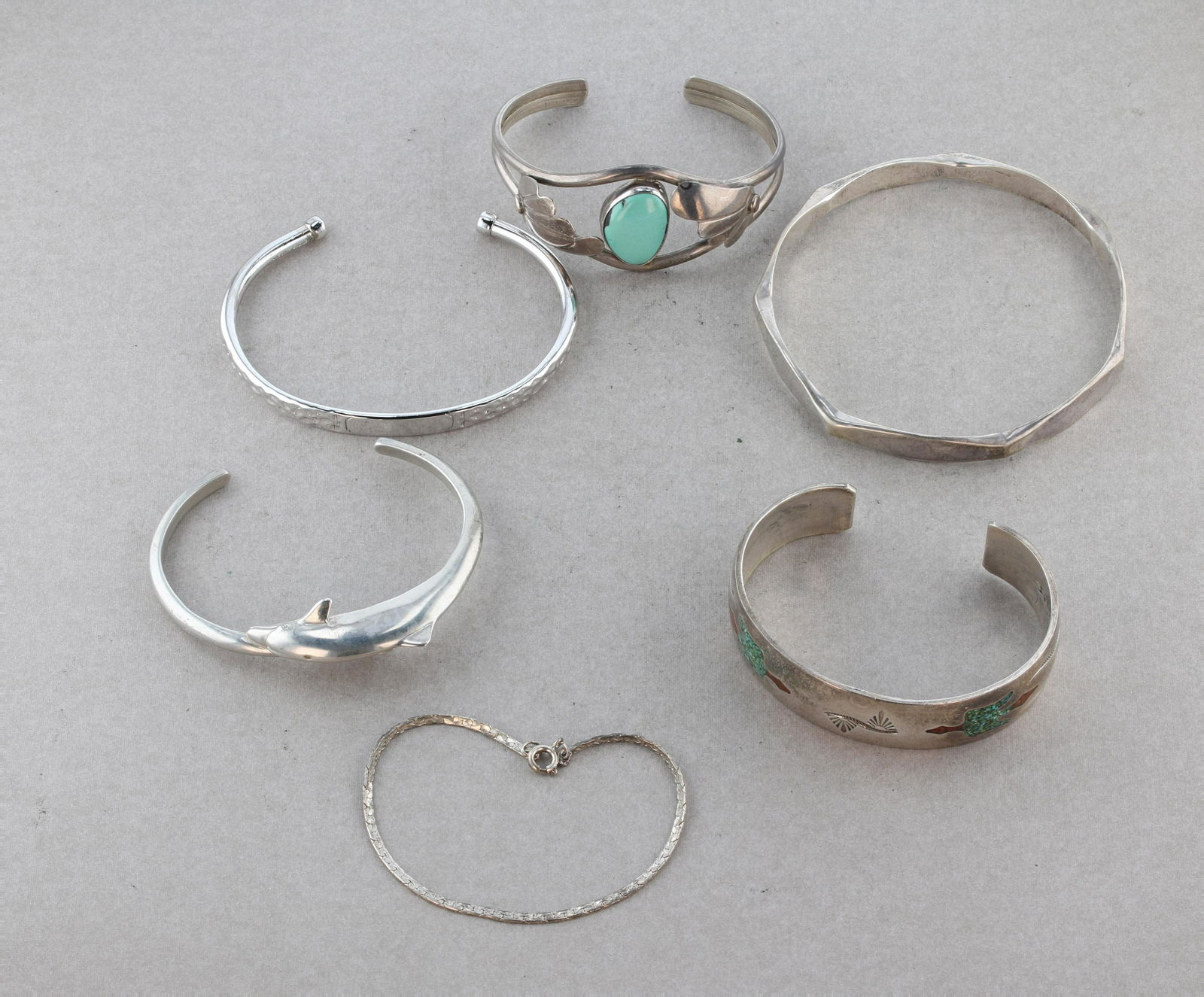 (6) Pc lot of Sterling Silver Bangles and Bracelets (1 of 1)