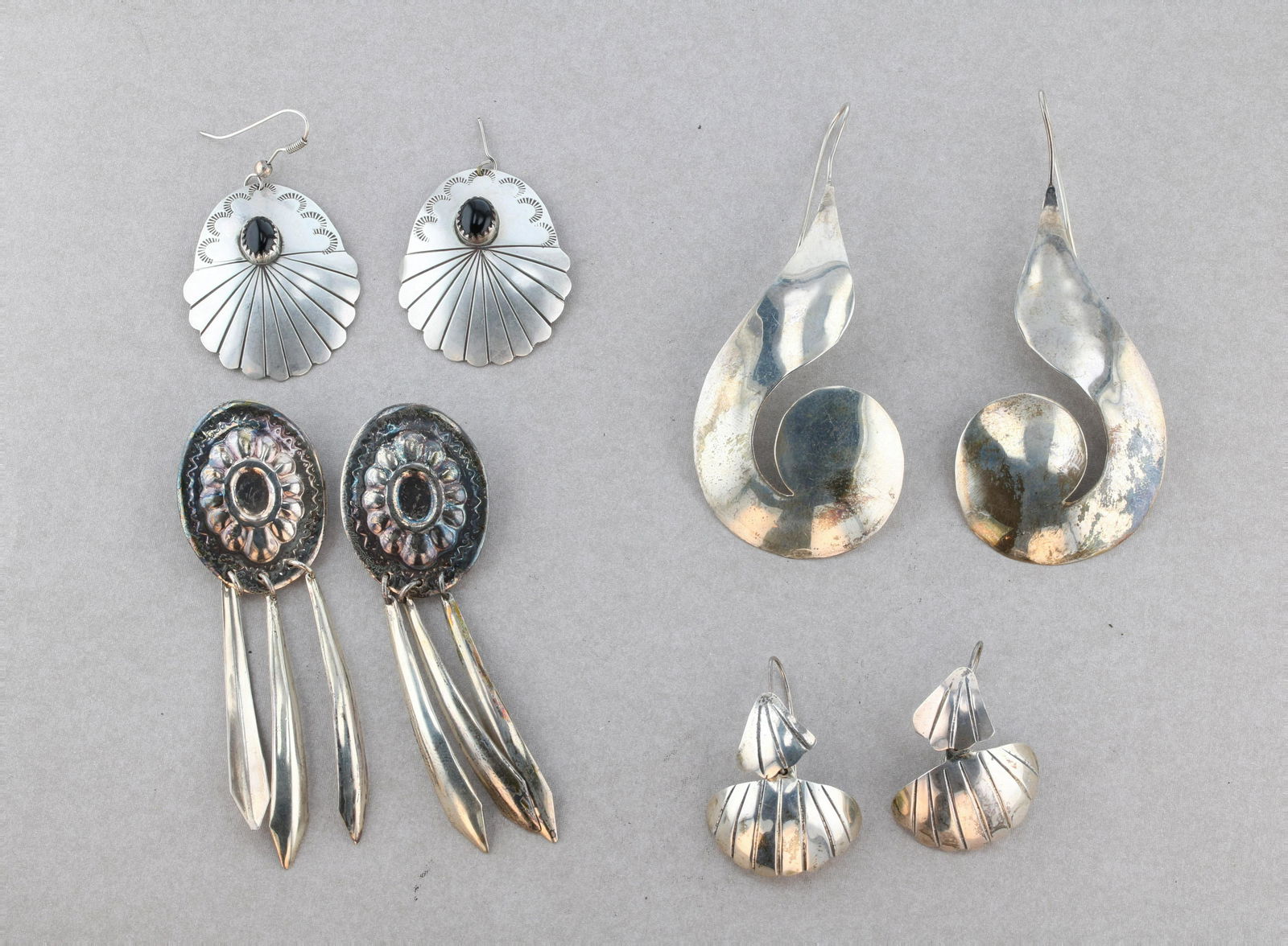 (4) Large Sterling Silver Statement Earrings (1 of 2)