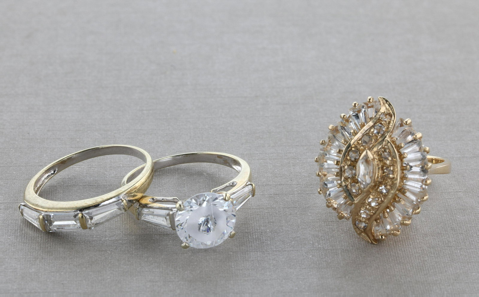 (2) 14K and 10K Yellow Gold Fashion Rings w/CZ (1 of 1)
