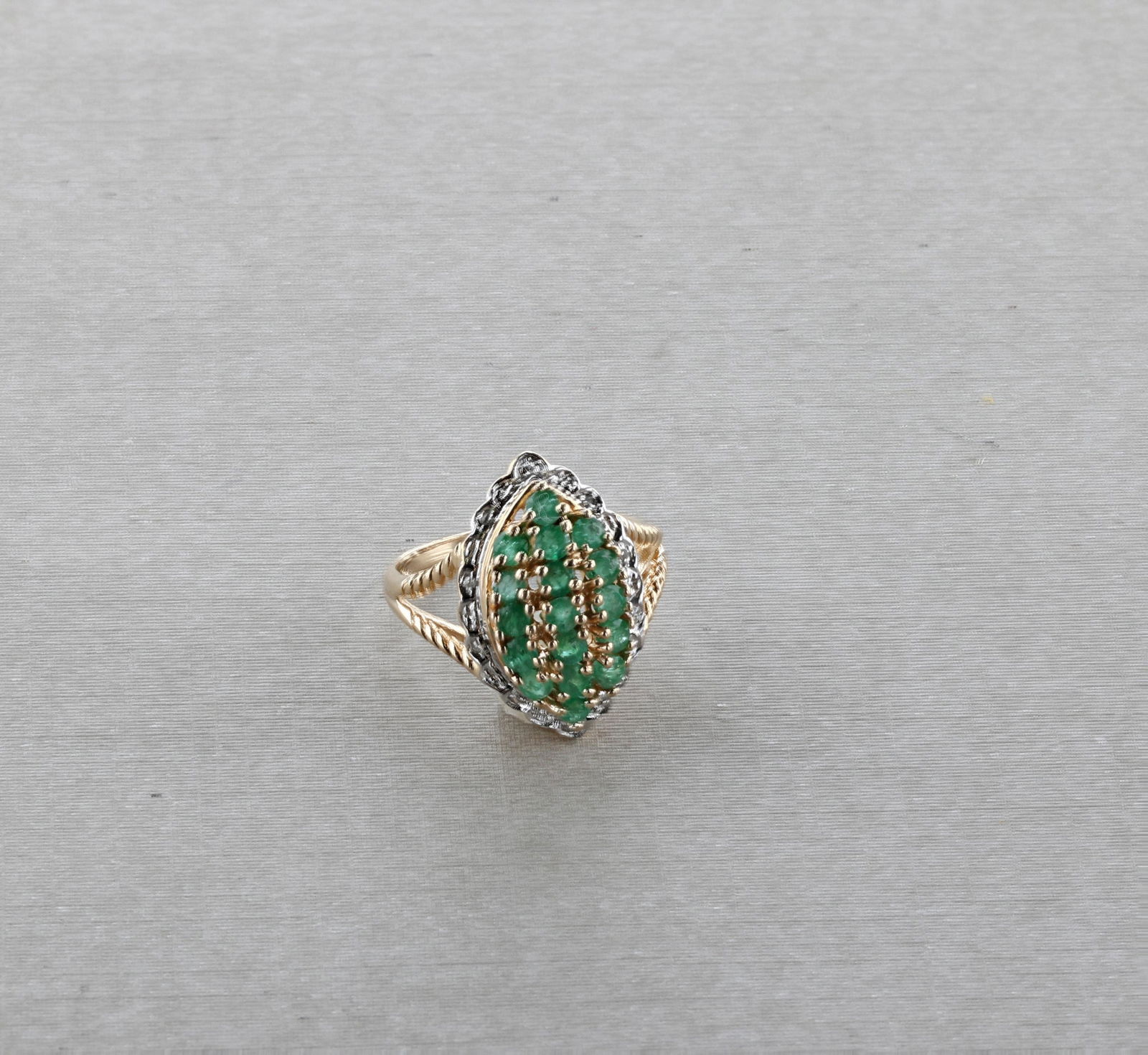 (1) 10K Yellow Gold Emerald and Diamond Ring (1 of 1)