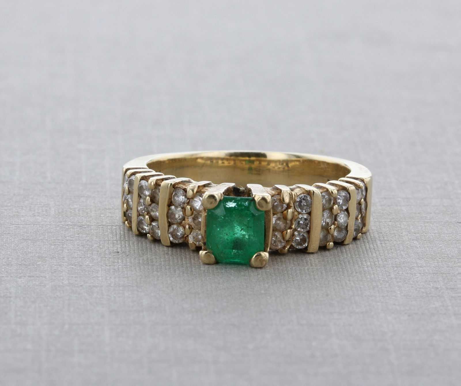 10K YG Emerald & Diamond Ring (1 of 2)