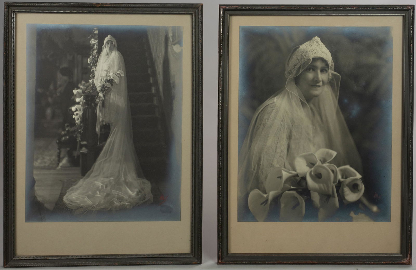 (2) Photograph Portraits of Edith Sullivan Hopkinson: (2) Photograph Portraits of Edith Sullivan Hopkinson, gelatin silver print on paper, c. 1910(?), hand signed "Ellis", 13-11/16" x 10-11/16" sheet, original frame 18-1/8" x 13-1/2", good condition From