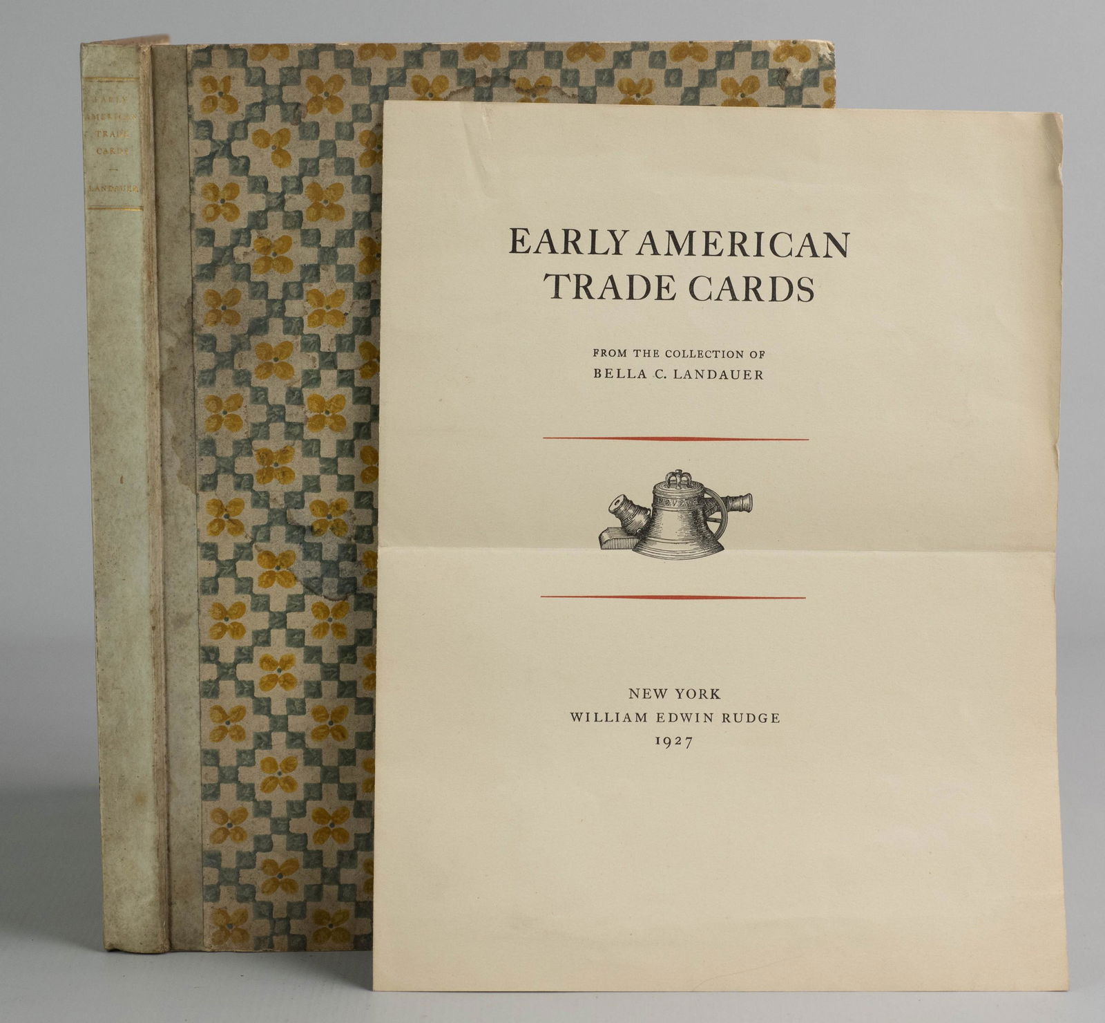 Bella C Landauer "Early American Trade Cards": Bella C Landauer "Early American Trade Cards" (William Edwin Rudge, New York 1927); One of 50 on all rag paper, with extra frontis - Half vellum. The third trade card included is for "Francis Hopkinso