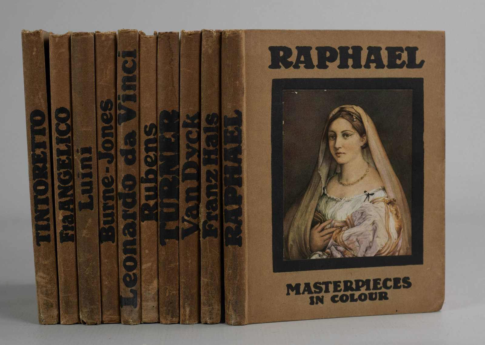(10) "Masterpieces In Colour" Series: (10) Leman Hare "Masterpieces In Colour" Series (Stokes Co., New York); Artists represented are Raphael, Van Dyck, Turner, Rubens, da Vinci, Burne-Jones, Luini, Franz Hals, Fra Angelico, Tintoretto. F