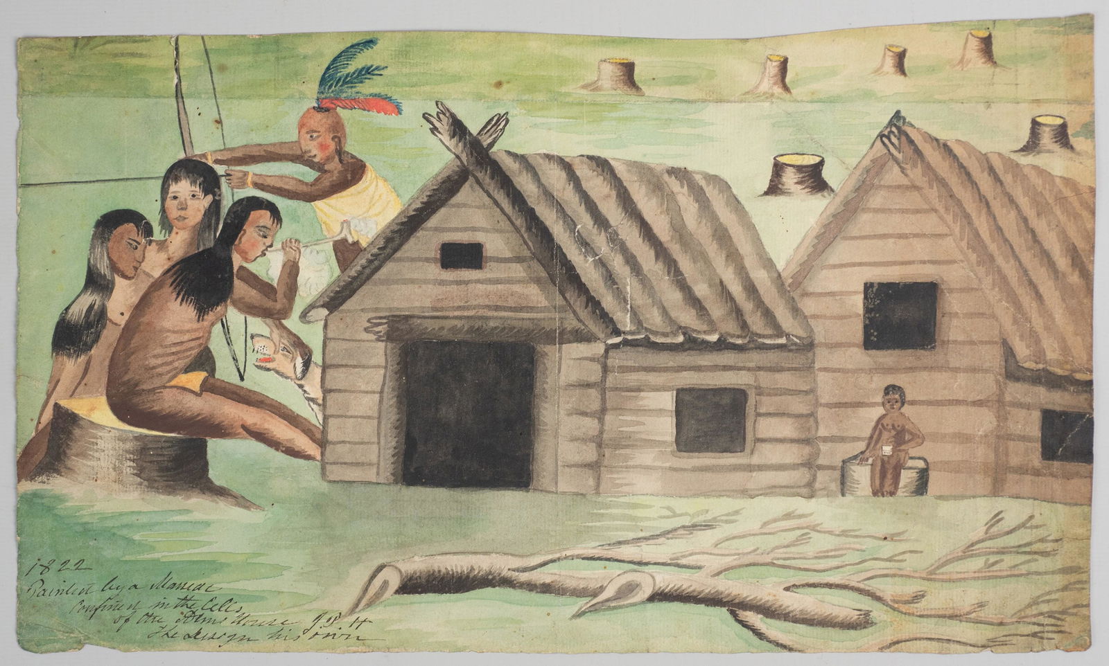 John P Hopkinson, Watercolor "Painted By A Maniac",: Signed by Dr. John Pennington Hopkinson (1801 - 1836) the son of Joseph Hopkinson (1770 - 1842) and dated 1822, this original art has a title written as "Hi ho! for Sally Keley". On the bottom left of