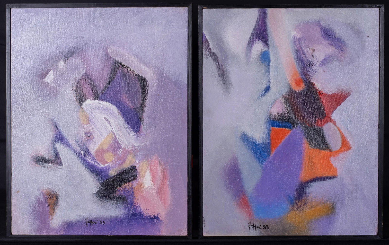 Wahab Jaffer (2) Abstract Paintings: Wahab Jaffer (Pakistani, b 1941), (2) abstract paintings, acrylic on canvas, signed "Jaffer '99", very good condition