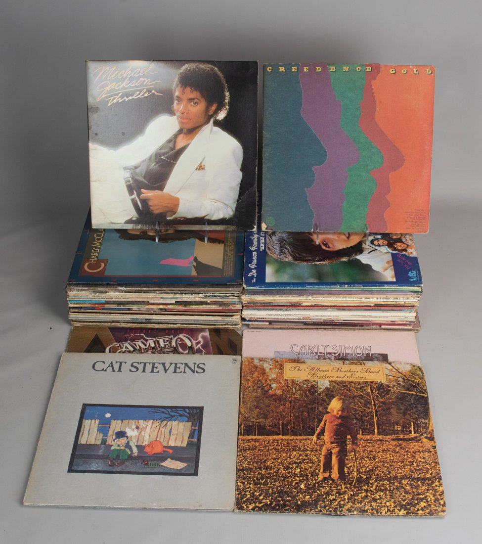 Vinyl Record LPs - Rock, Folk, Soul: Lot of vinyl records including Neil Young, Crosby Stills & Nash, The Allman Brothers, CCR, Michael Jackson, Cat Stevens, Cameo etc.