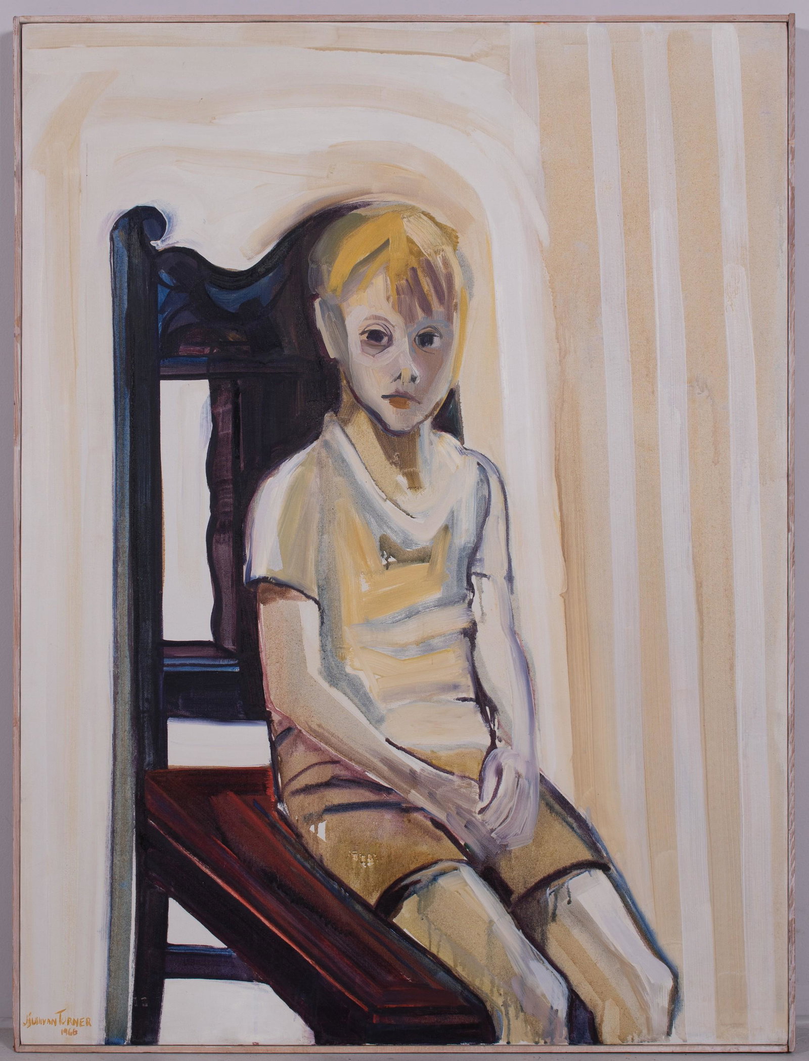 Janet Sullivan Turner Painting "Young Boy": Janet Sullivan Turner (American, b 1935) PA artist, painting "Young Boy", oil on canvas, signed "J Sullivan Turner 1966", 40" x 30, very good condition; provenance: from the estate of the artist