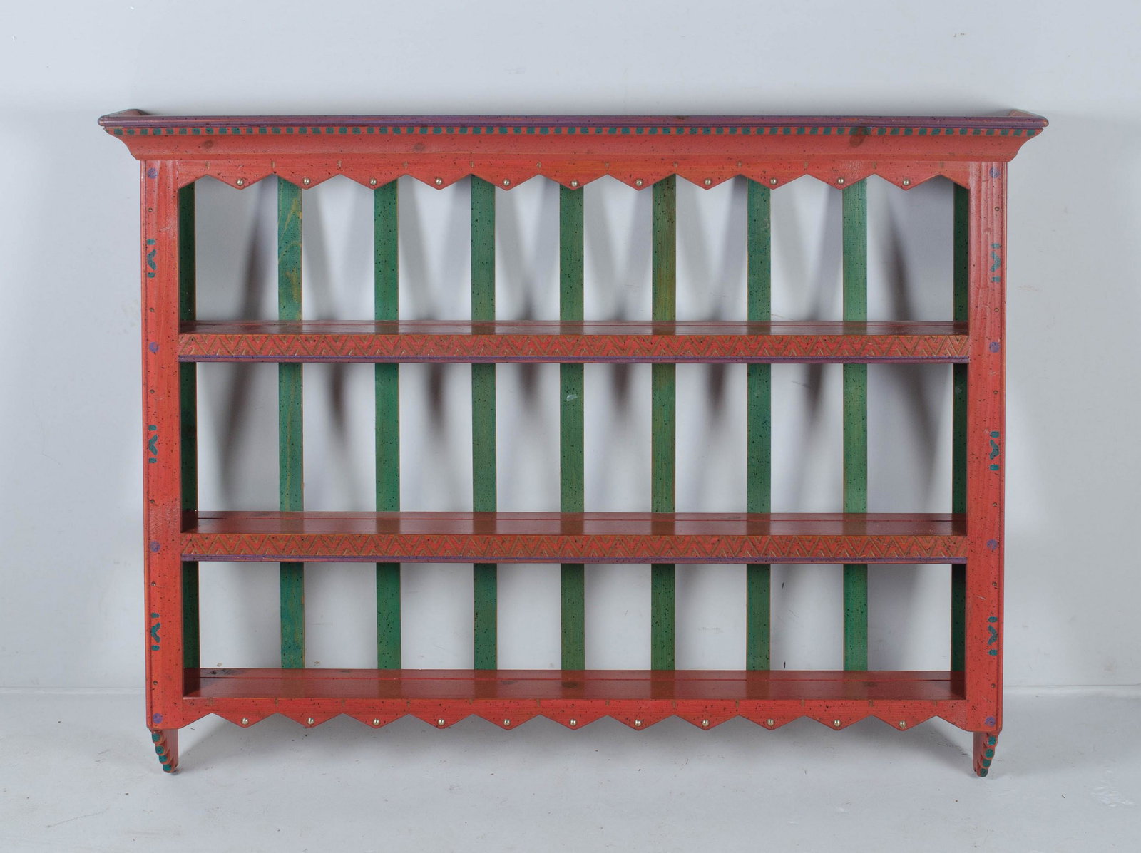 Memphis style hanging wall shelf by David Marsh: Memphis style hanging wall shelf by David Marsh, 42" h x 52" w