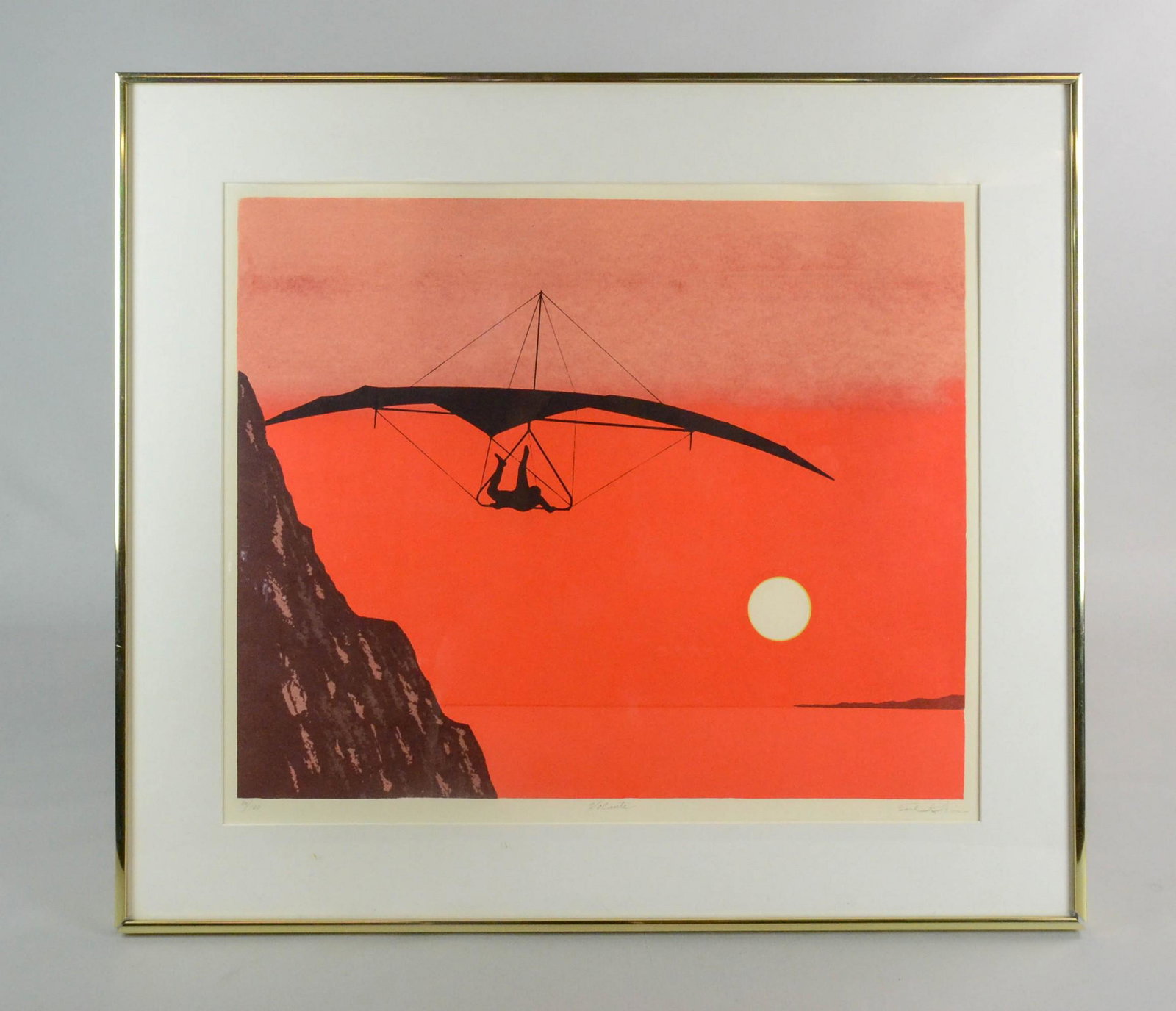 Earl Klein Lithograph "Volante": Earl Klein (American, 1915-1993) lithograph "Volante", color lithograph on paper, pencil signed lower right, edition 30/100, measures 17-3/4" x 21-3/4" image, framed 25-1/4" x 29", very good condition