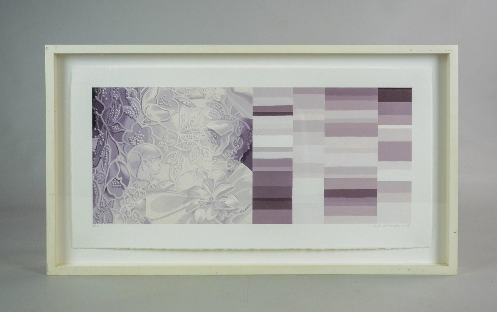 Julia Jacquette Print " white Palette": Julia Jacquette (American, b 1964) print " white Palette", digital print on paper, pencil signed "Julia Jacquette 2005", edition 4/18, measures 9-3/4" x 19-3/8" image, sheet size 11" x 22", framed 13-