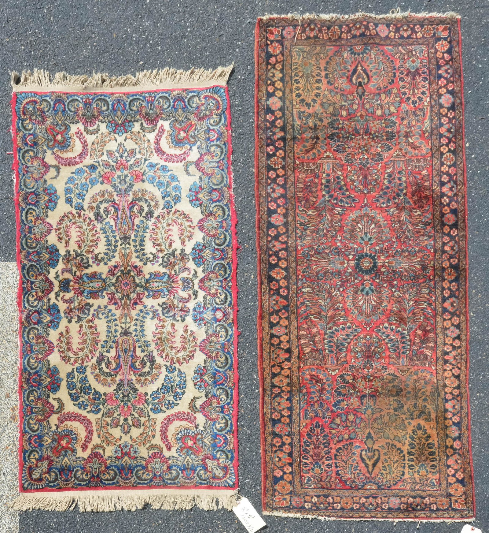 2'9" x 5'3" & 2'6" x 6'5"Antique Persian Kirman Sarouk: 2'9" x 5'3" & 2'6" x 6'5"Antique Persian Kirman Sarouk